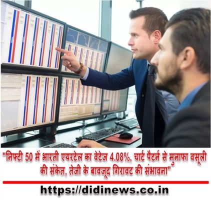 "निफ्टी 50 में भारती एयरटेल का वेटेज 4.08%, चार्ट पैटर्न से मुनाफा वसूली की संकेत, तेजी के बावजूद गिरावट की संभावना"