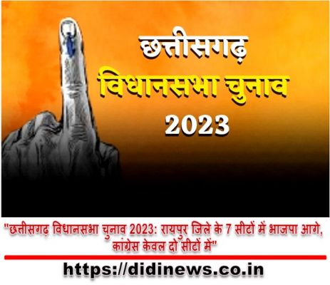 "छत्तीसगढ़ विधानसभा चुनाव 2023: रायपुर जिले के 7 सीटों में भाजपा आगे, कांग्रेस केवल दो सीटों में"