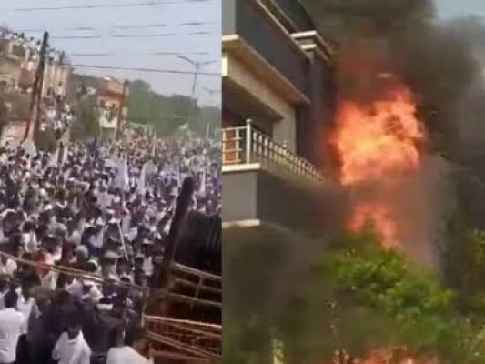 बलौदाबाजार में सतनामी समाज का उग्र प्रदर्शन, कलेक्टर और SP आफिस में लगाई आग&hellip; गाड़ियों को फूंका